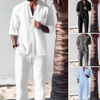 🎉BIG SALE🎉Men's Trendy Cotton Linen Top & Pants Two-Piece Set