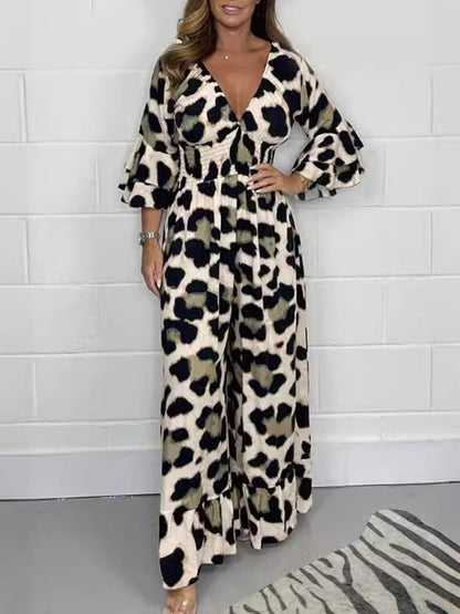 💖LAST DAY SALE 50% OFF💖Leopard print V-neck jumpsuit