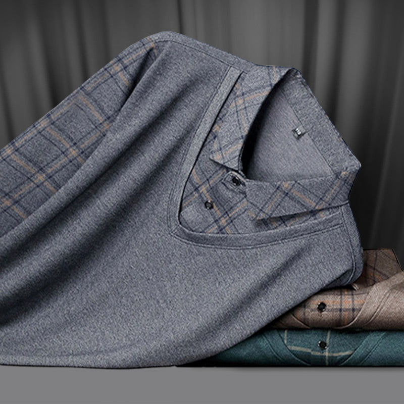 LETZTER TAG AKTION - 58% RABATT🏆Herren Fake Zweiteiler mit Revers Langarm Oberteile