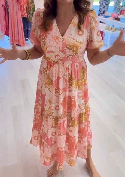 💖LAST DAY SALE 50% OFF💖V-Neck Floral Maxi Dress