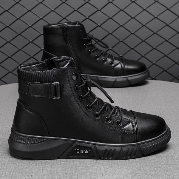 🎁Schwarze lässige, vielseitige Herren-Stiefeletten aus echtem Leder