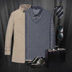 LETZTER TAG AKTION - 58% RABATT🏆Herren Fake Zweiteiler mit Revers Langarm Oberteile