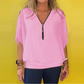 🔥Summer Hot Sale-50% Off🩷Women's Chiffon Zip-up Neck Casual Top