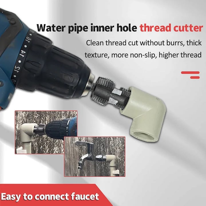 🔥Hot Sale 50%🔥Electric Drill Compatible PVC Pipe Threader Kit with Various Die Sizes