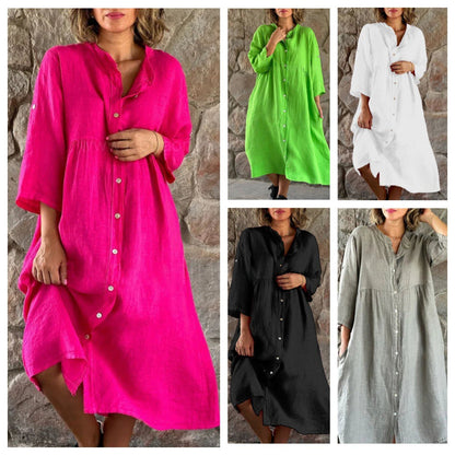 💖Limited Sale 50% OFF💖Women's Loose Cotton Shirt Dress