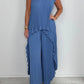 💖LAST DAY SALE 50% OFF💖Laney Pleated Short Sleeve Irregular Midi Top and Elastic Waist Wide Leg Pants Set