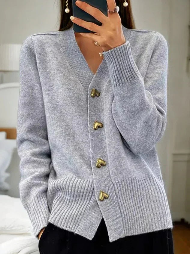 🌸Women's Casual Autumn Plain Yarn Buttoned Cardigan