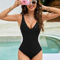 💃2025 new illusionswimsuit, Slim waist, Plunge-Neck, Tummy Control