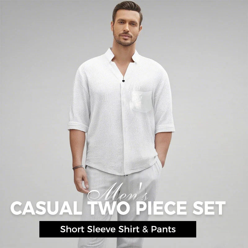 🎉BIG SALE🎉Men's Trendy Cotton Linen Top & Pants Two-Piece Set