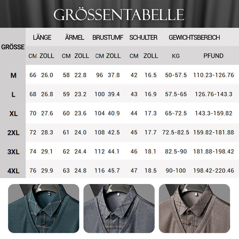 LETZTER TAG AKTION - 58% RABATT🏆Herren Fake Zweiteiler mit Revers Langarm Oberteile