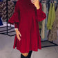 💖Limited Sale 50% OFF💖Women's Plus Size Lantern Sleeve Stand Collar Dress