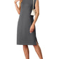 💕Limited Sale 50% OFF💕Women Round Neck Loose Split Wrinkle-Free Midi Dress with Pockets | Split Hem Airflow Design