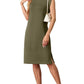 💕Limited Sale 50% OFF💕Women Round Neck Loose Split Wrinkle-Free Midi Dress with Pockets | Split Hem Airflow Design