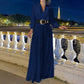 💖Limited Sale 50% OFF💖Elegant long-sleeved blouse with V-neckline and wide sequinned jumpsuit trousers