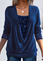 🎁LETZTER TAG DES VERKAUFS - 50% RABATT🎁Pailletten Lockerer Geraffter Fake-Zweiteiler-Top