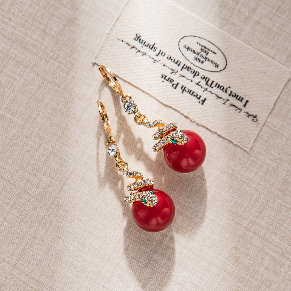 🐍Valentine's Day 50% OFF🎀Gold Plated Snake Pearl Earrings