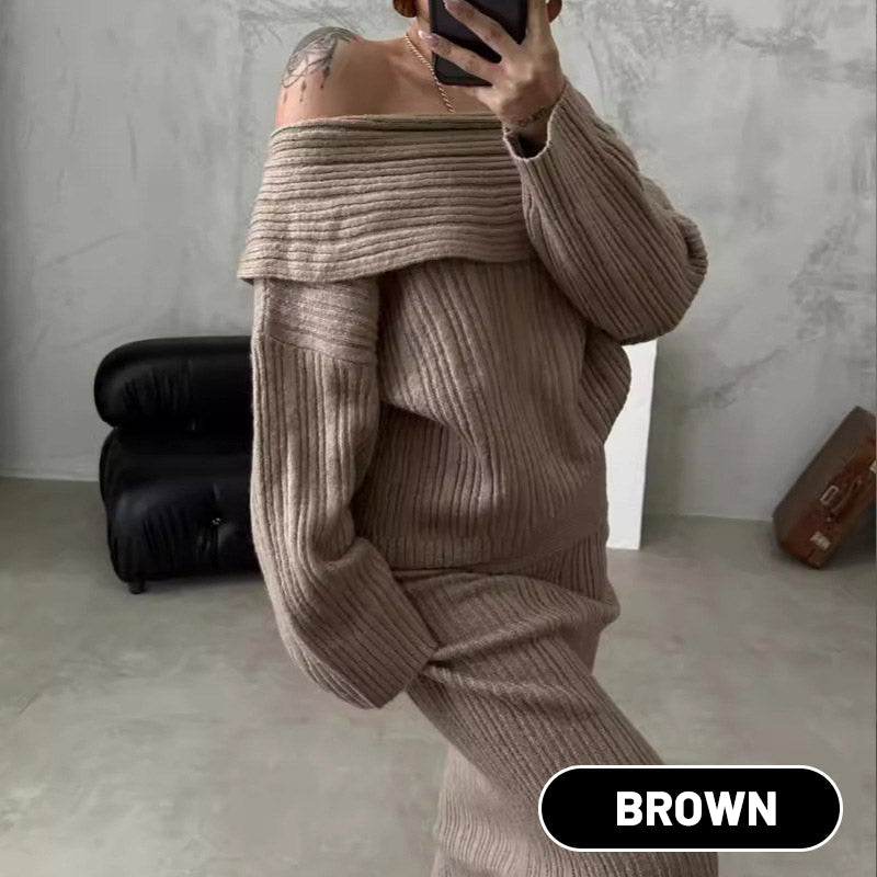 💖Limited Sale 50% OFF💖Women's Off-Shoulder Knitted Sweater & Skirt 2-Piece Set