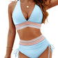 🩱Hot Sale 50% OFF👙High Waisted Tummy Control Color Block Bikini Sets