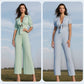 💖LAST DAY PROMOTION - 50%OFF💖Women’s Solid Cut Out V-Neck Pleated Jumpsuit