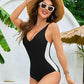 💃2025 new illusionswimsuit, Slim waist, Plunge-Neck, Tummy Control
