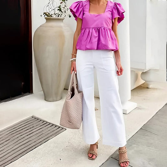 ⏳ Limited time 50% off! 💥Stretch Twill Cropped Wide Leg Pants | High Waist + Stretch Twill（The more you buy, the higher the discount）