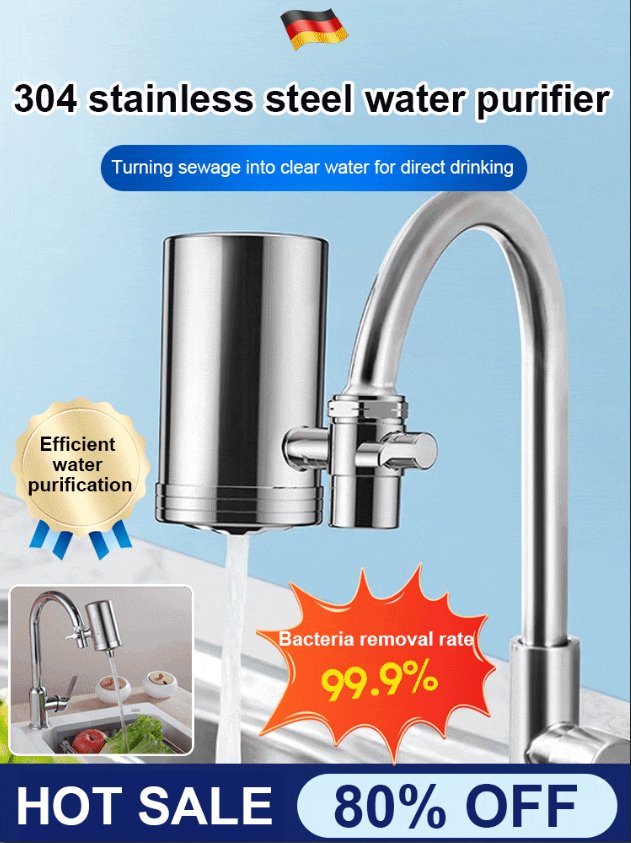 🔥HOT SALE 50%OFF🔥Installation-free Stainless Steel Household Faucet Water Purifier