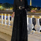 💖Limited Sale 50% OFF💖Elegant long-sleeved blouse with V-neckline and wide sequinned jumpsuit trousers