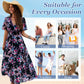 Women's Elegant Printed Flowing Dress with V-Neck