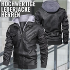 Herrenjacke aus PU-Leder mit Reißverschluss und Kapuze