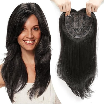 💇‍♀️Topper Layered Hair Hairpieces with Bangs for Women with Thinning Hair