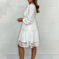💖LAST DAY PROMOTION - 50%OFF💖Women's White Vintage Hollow Out Lace V-Neck Dress
