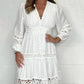 💖LAST DAY PROMOTION - 50%OFF💖Women's White Vintage Hollow Out Lace V-Neck Dress