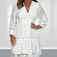 💖LAST DAY PROMOTION - 50%OFF💖Women's White Vintage Hollow Out Lace V-Neck Dress