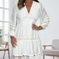 💖LAST DAY PROMOTION - 50%OFF💖Women's White Vintage Hollow Out Lace V-Neck Dress