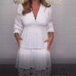 💖LAST DAY PROMOTION - 50%OFF💖Women's White Vintage Hollow Out Lace V-Neck Dress