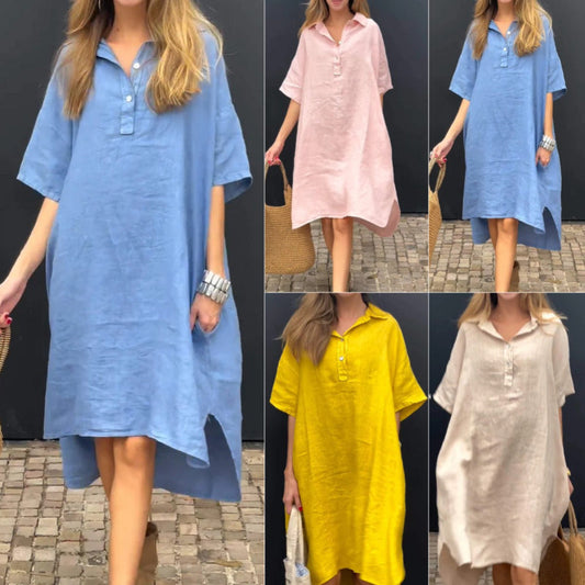 💕Limited Time 50% Off💕Oversized Shirt Midi Dress with Pocket