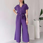 💖LAST DAY SALE 50% OFF💖Women's V-Neck Short Sleeve Casual Jumpsuit