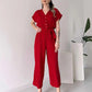 💖LAST DAY SALE 50% OFF💖Women's V-Neck Short Sleeve Casual Jumpsuit