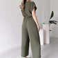 💖LAST DAY SALE 50% OFF💖Women's V-Neck Short Sleeve Casual Jumpsuit