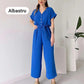 💖LAST DAY SALE 50% OFF💖Women's V-Neck Short Sleeve Casual Jumpsuit