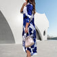 💖Limited Sale 50% OFF💖Floral Printed Long Sleeve Maxi Dress with Collar Flip