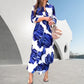 💖Limited Sale 50% OFF💖Floral Printed Long Sleeve Maxi Dress with Collar Flip