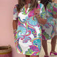 💖LAST DAY SALE 50% OFF💖Women Colorful Printed V-Neck Dress