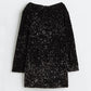 💃Limited Time 50% Off🎀Dance All Night Sequin Back Tie Up Bow Loose Mini Cutee Dress🎀