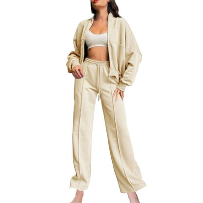 💕Autumn Specials - Women's Long Sleeve Zip Coat Drawstring Sweatpants 2-Piece Sets