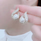 Elegant Simulated Pearl and Rhinestone Stud Earrings