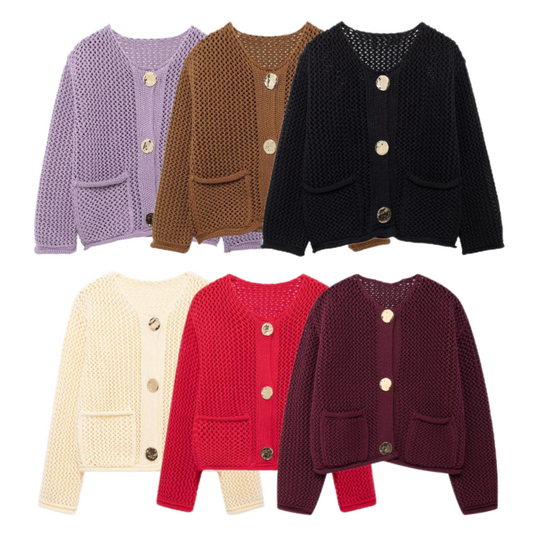 💖Limited Sale 50% OFF💖Women's Fashion Cut-Out Knitted Cardigan