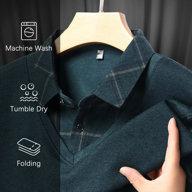 💖Limited Sale 50% OFF💖Men's Faux Two-Piece Long Sleeve Top
