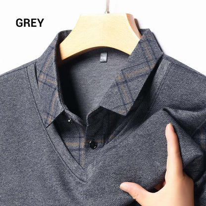 💖Limited Sale 50% OFF💖Men's Faux Two-Piece Long Sleeve Top
