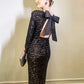 💖Limited Sale 50% OFF💖Sequined Bow Maxi Dress with Backless Split